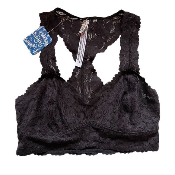 NWT Intimately Free People Galloon Lace Racerback Black Bralette - Picture 5 of 7